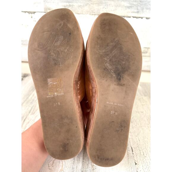 Free People Womens 7 Rose Gold Leather Harbor Platform Slip On Sandals - Picture 6 of 8